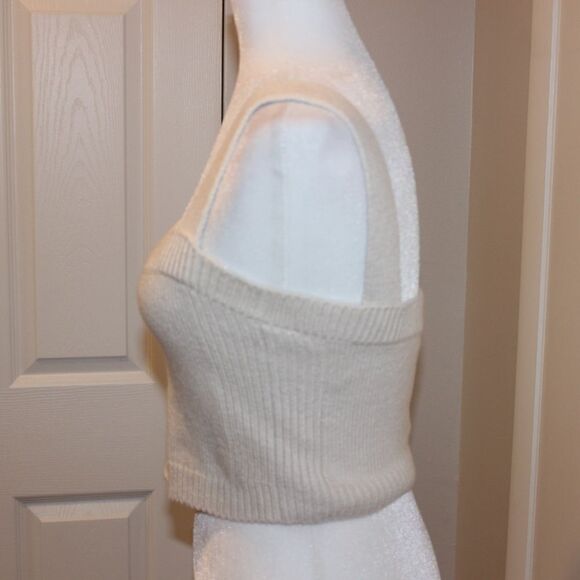 NWT A.L.C Cream Squared Neck Stretch Crop Top Women Size large - Picture 4 of 12